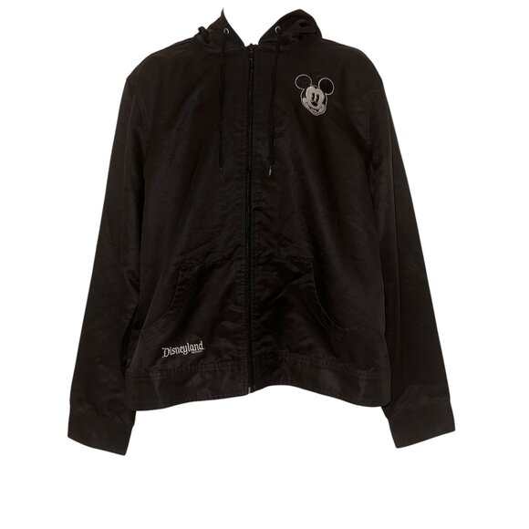Disney Other - Disney Lightweight Jacket Big Boys L Black Mickey Mouse Lined Hooded Embroidered